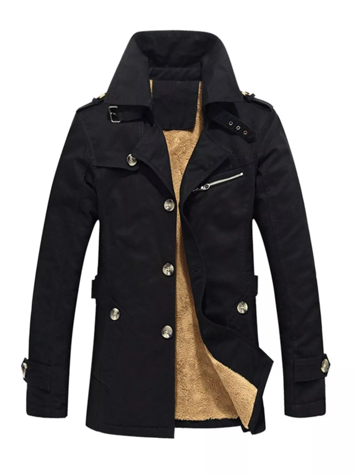 Men's Plus Size Button Up Long Sleeve Coat