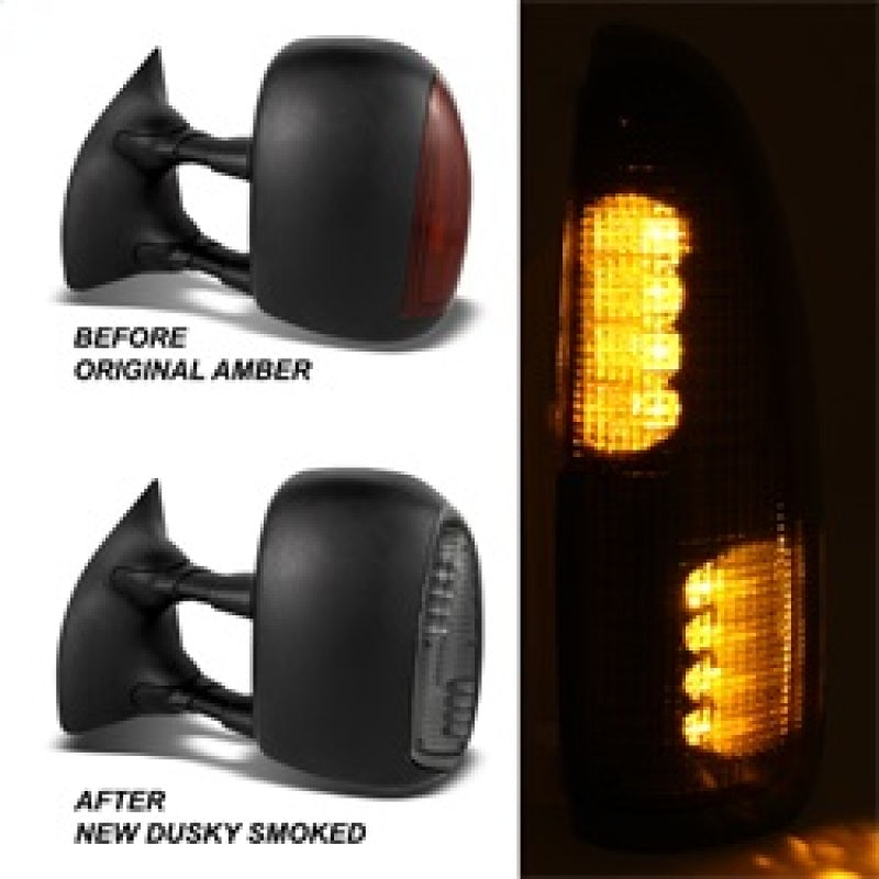 xTune Ford Superduty F250-F650 03-07 Lente de señal de espejo LED ámbar - Humo ACC-LED-FDSD99-MR-SM