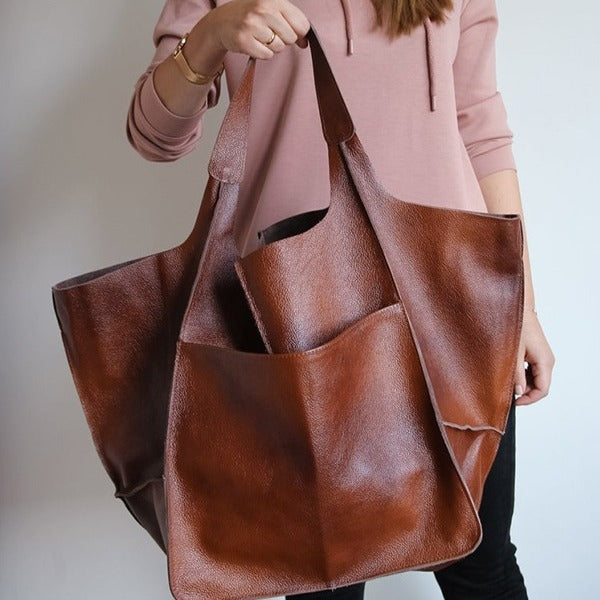 Simple Big Bag Soft Leather Large Capacity Shoulder Tote Bag