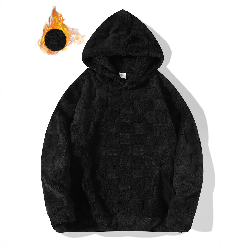 Men's Plaid Loose-fit Hooded Sweatshirt