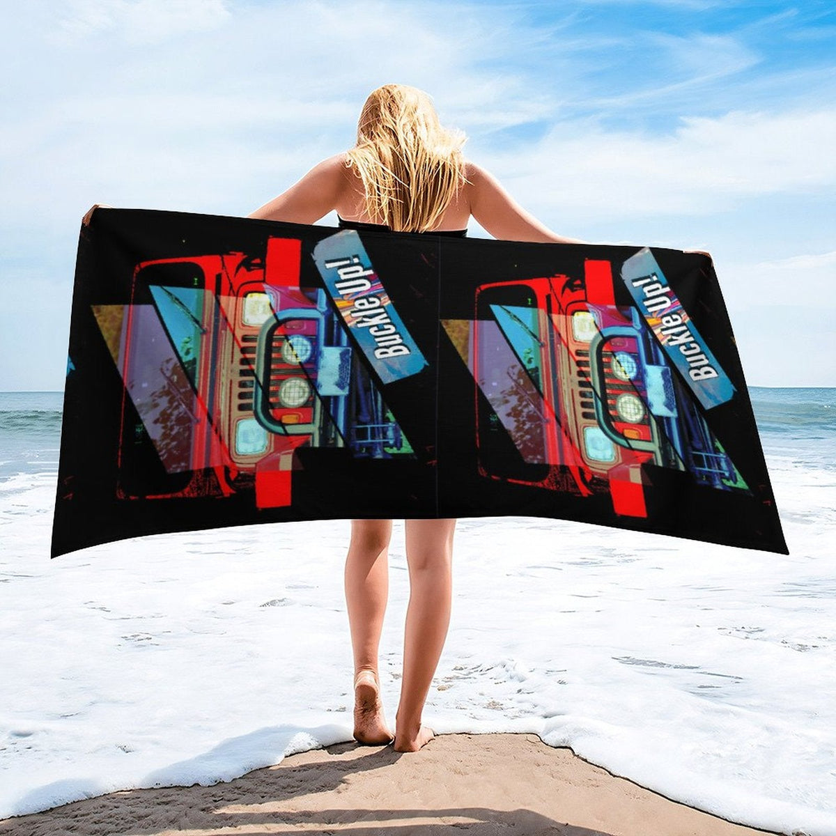 Buckle Up! 4-wheel Drive Design Beach Towel - 61.4" x 30.3"