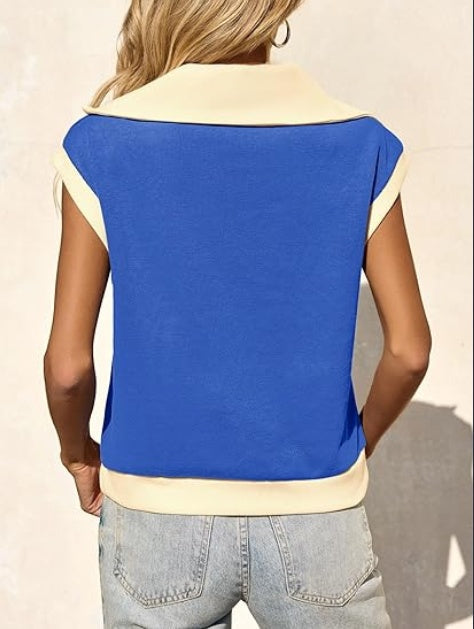 Sudadera tipo polo Fisoew de medio cierre y bloques de color