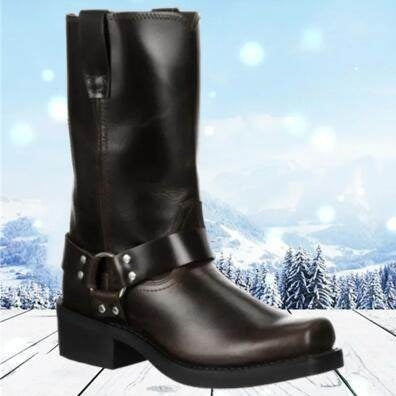 Men's Vintage Cowboy Boots with Buckle Detail