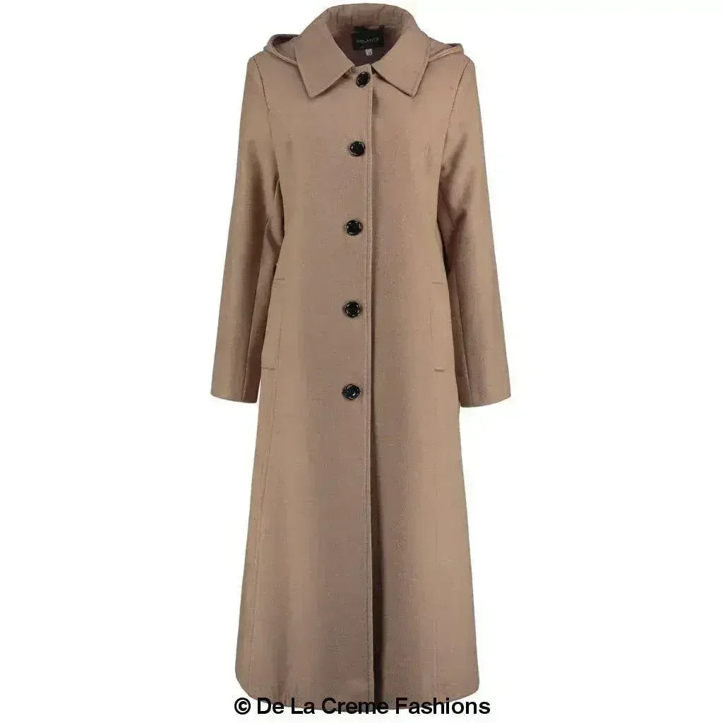 Faux Wool Longline Hooded Winter Coat