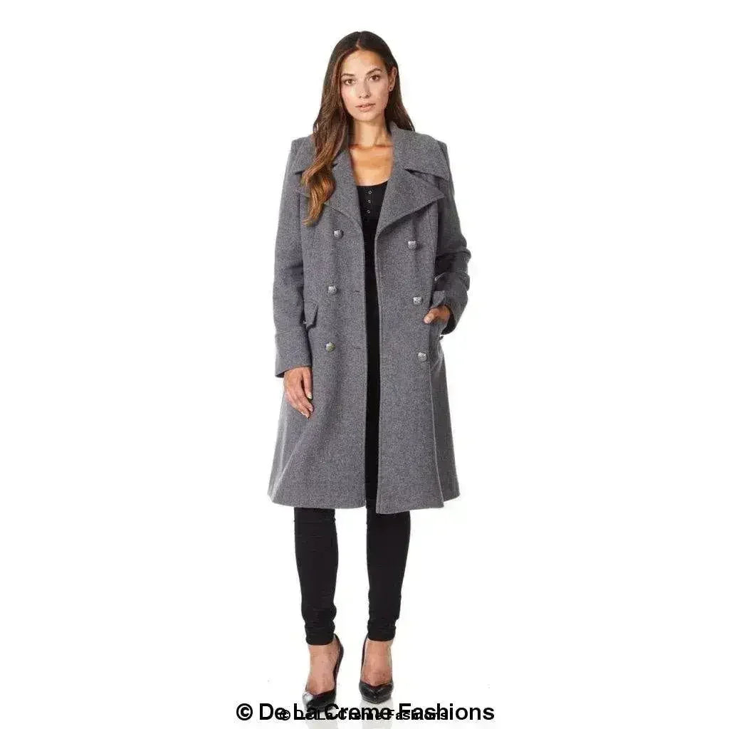 Wool Blend Double Breasted Midi Coat