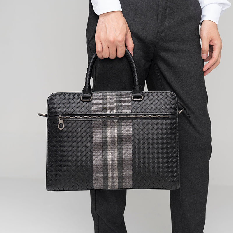 Men's Stitching Woven Business Casual Laptop Bag