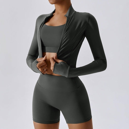 A1 Traje deportivo de yoga ajustado para exteriores con leggings de mujer efecto segunda piel