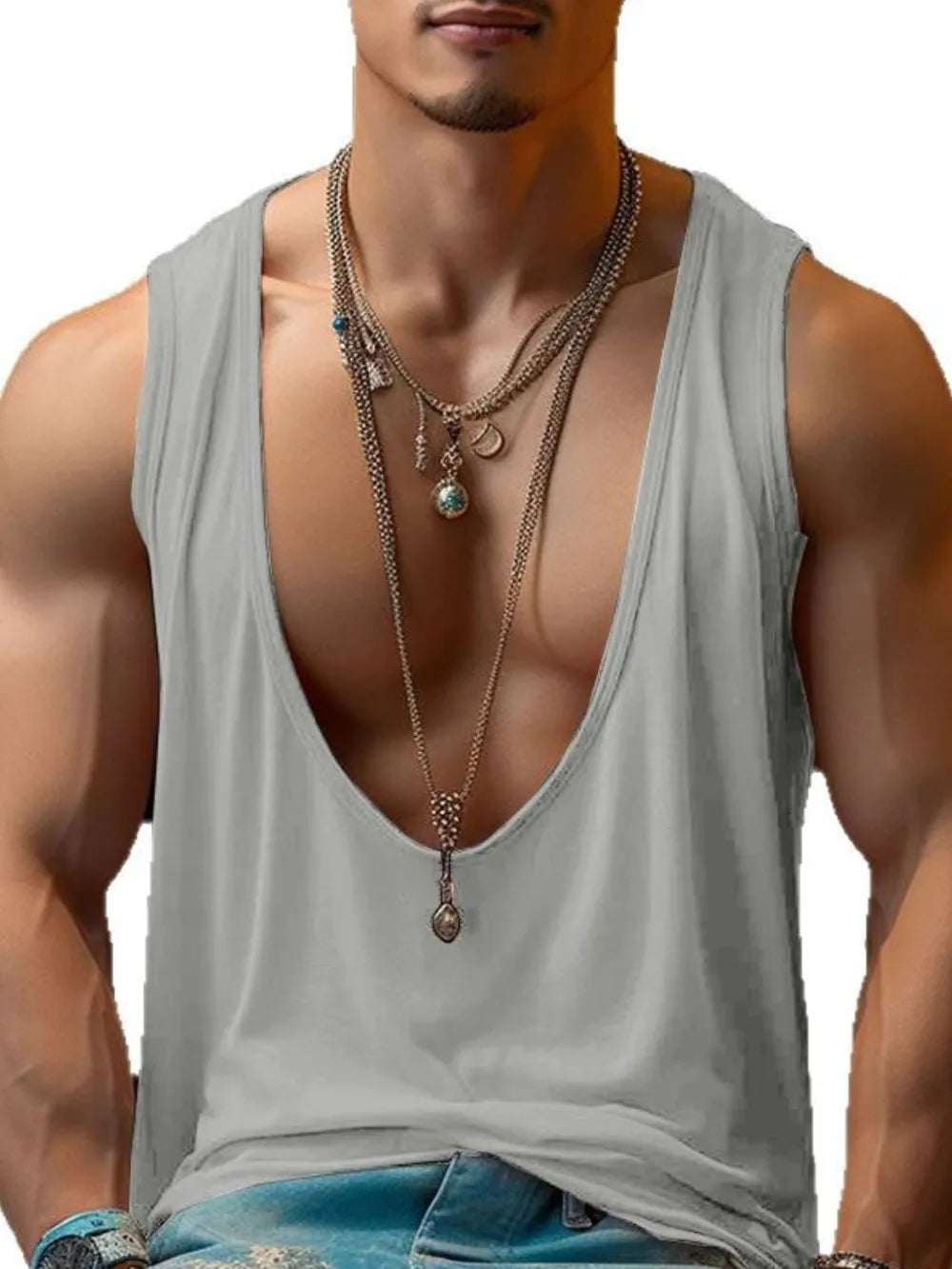 Camiseta de tirantes anchos para hombre
