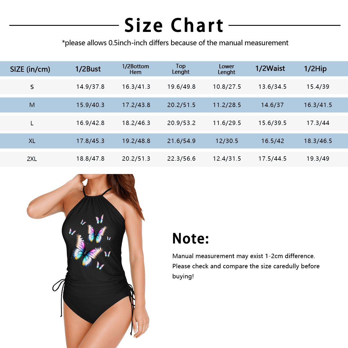 Women's Beautiful Butterflies 2-piece Tankini Swimsuit Set (Made in USA)