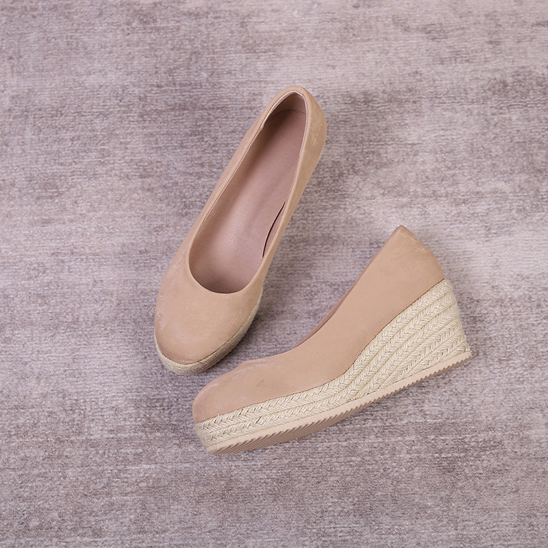 Wedge Thick Bottom Shallow Mouth High-Heel Pumps
