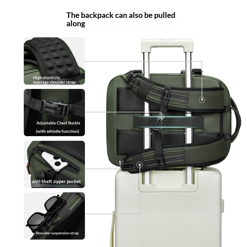 High-Capacity Water-Resistant Expandable Laptop Bag For Business Travel
