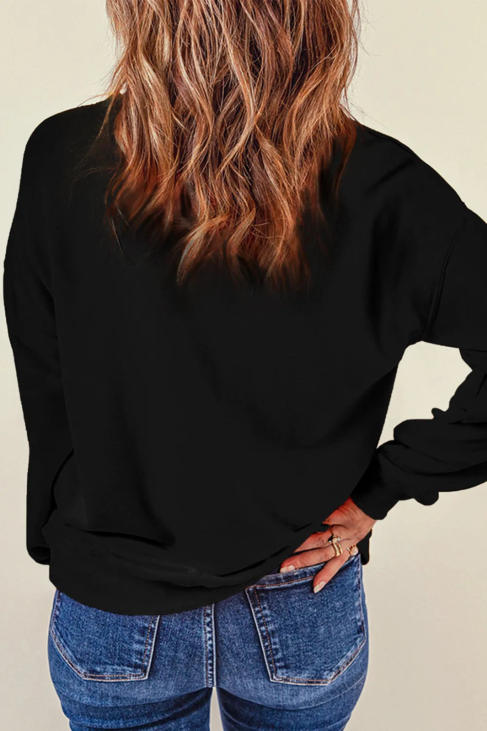 Sudadera de manga larga con cuello redondo y lazo en contraste