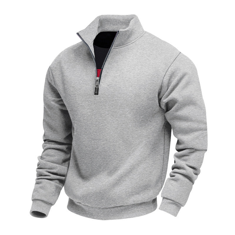 New Winter Mens Zip-up Fleece-lined Solid-color Jacket