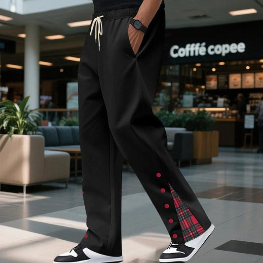 Pantalones de chándal rectos sin bragueta con cordón y contraste de color