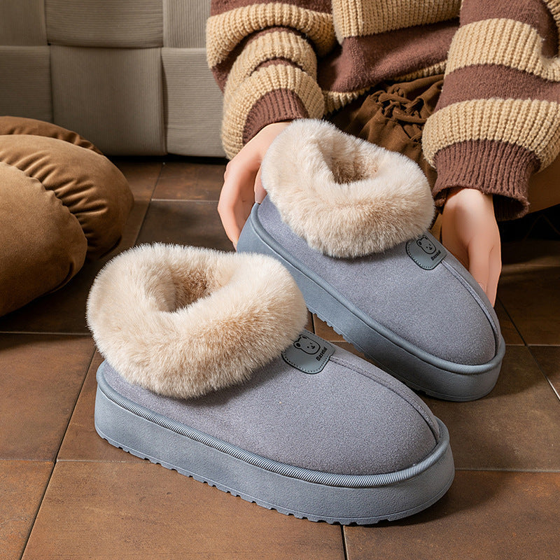 Ankle Wrap Cotton Slippers Women's Fashion Thick Snow Boots
