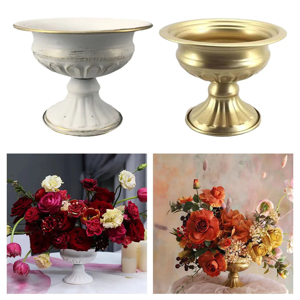 DecorBites™ Elegant Metal Flower Vase Candle Holders