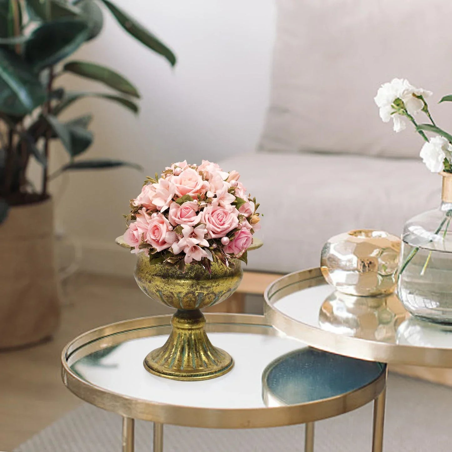 DecorBites™ Elegant Metal Flower Vase Candle Holders