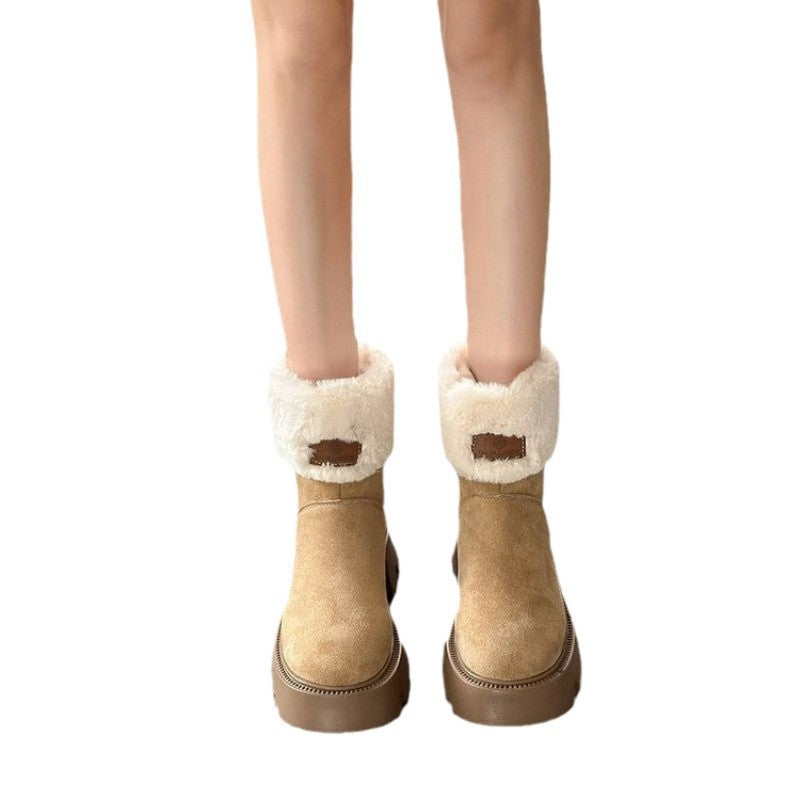 Women's Fleece-Lined Platform Cotton Shoes