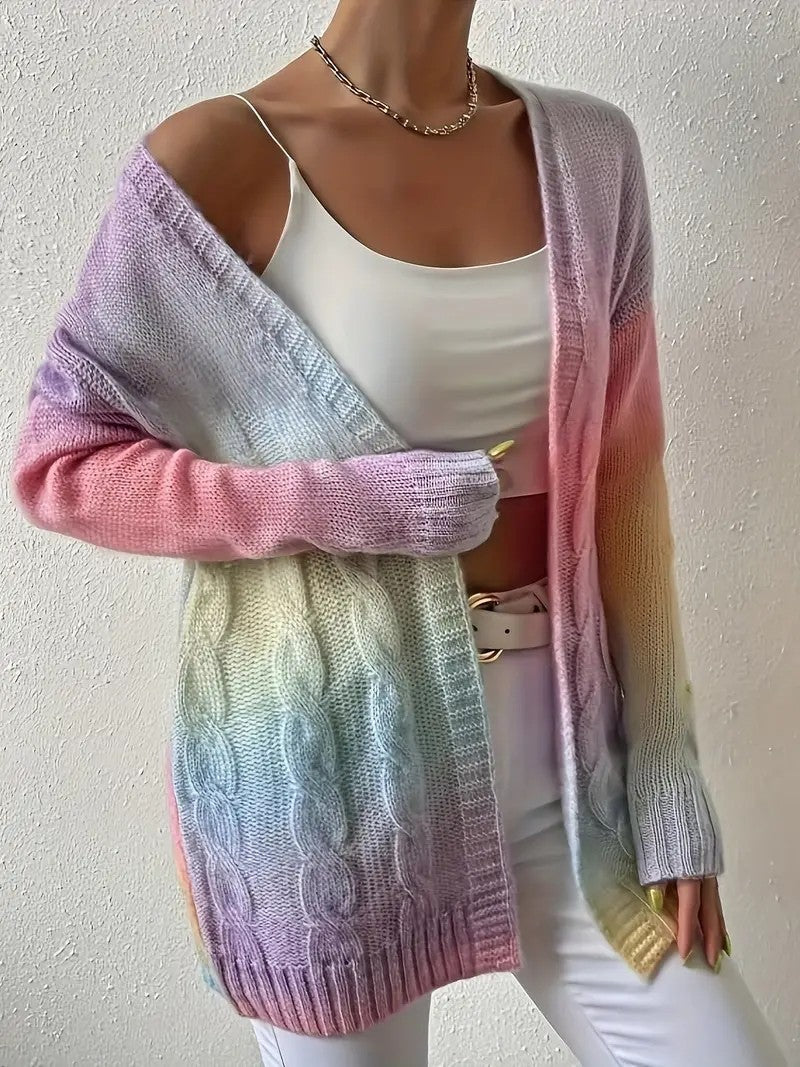 Cárdigan de punto a la moda con degradado para mujer de tallas grandes. Ver tabla de tallas en "más detalles"