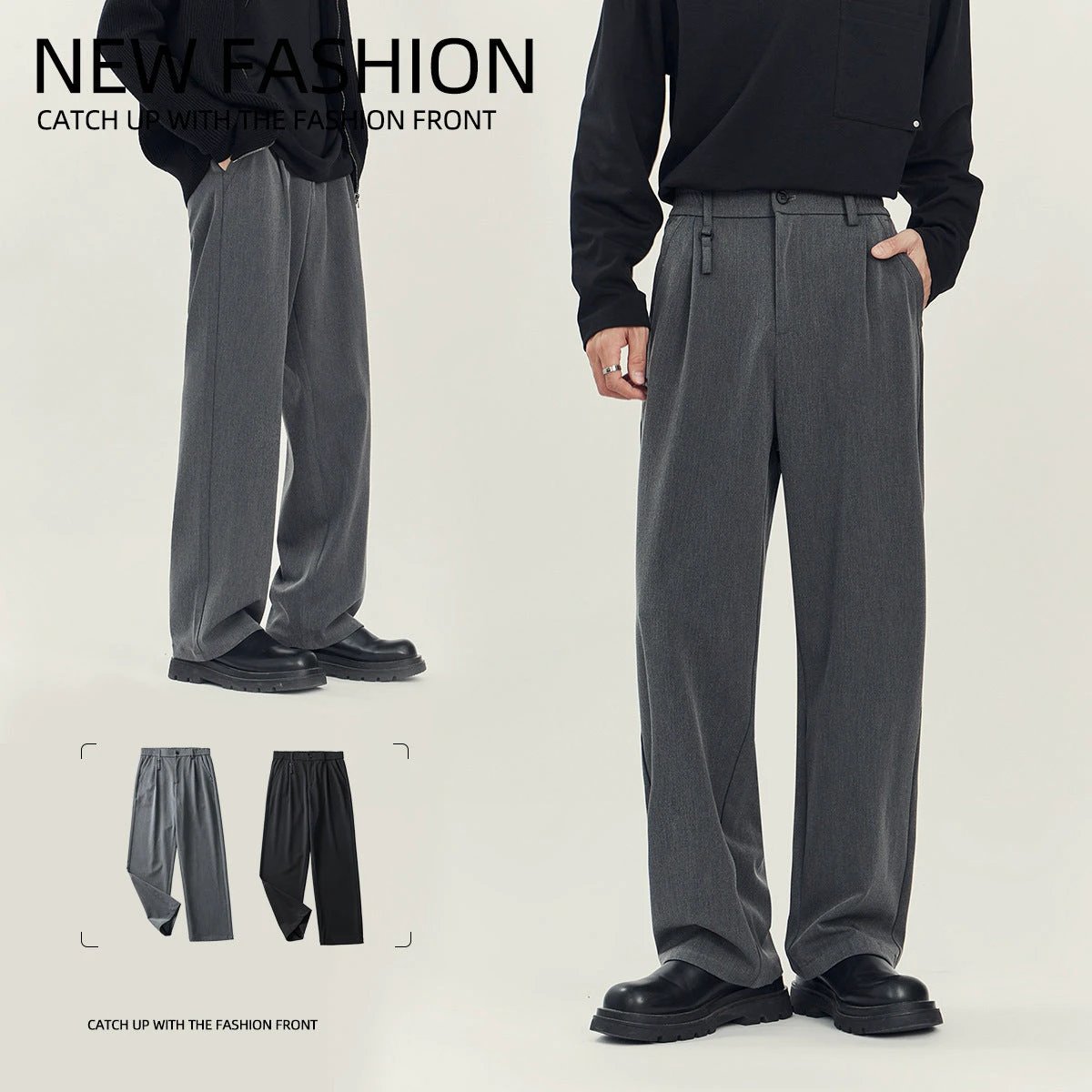 Men's Business Casual Draping Loose Straight Pants