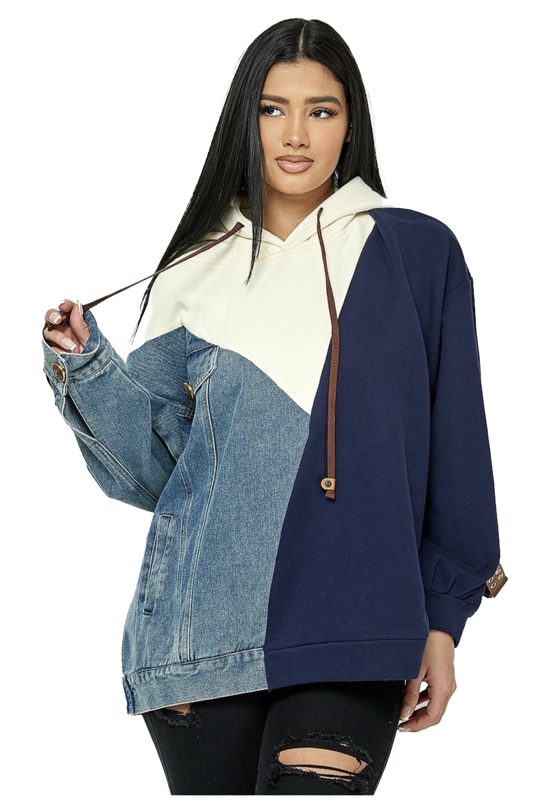 Sudadera con capucha de mezclilla