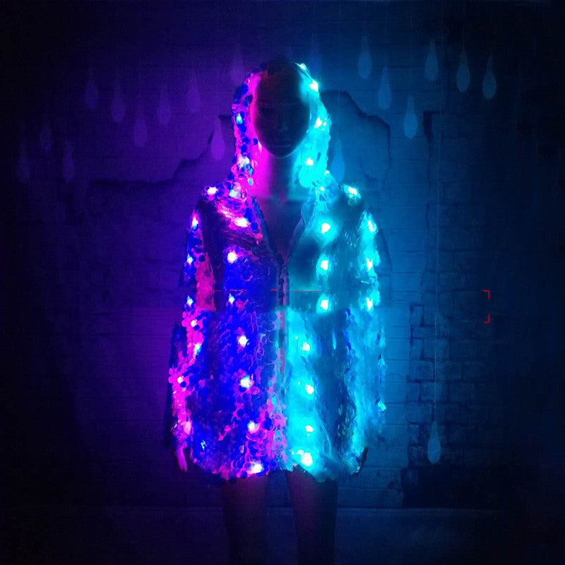Chaqueta creativa exterior luminosa Chaqueta de lentejuelas con luz Consulte la tabla de tallas en "más detalles"