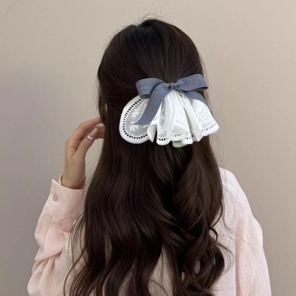 Lace Hair Clip with Ribbon