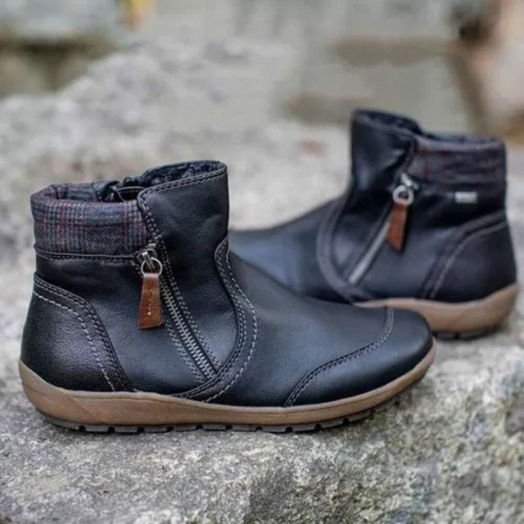 Women's Retro Ankle Boots with Side Zipper