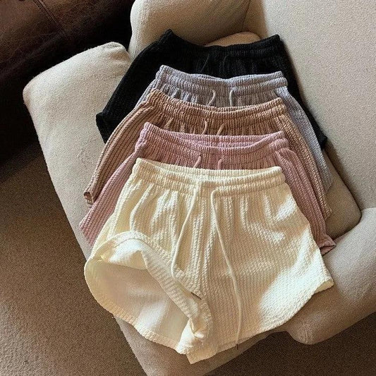 Pantalones cortos deportivos tipo gofre, informales y versátiles para mujer