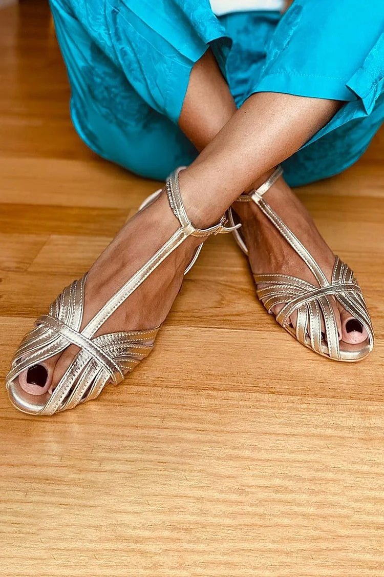 Women's Fashion Flat Peep Toe Ankle Buckle Sandals