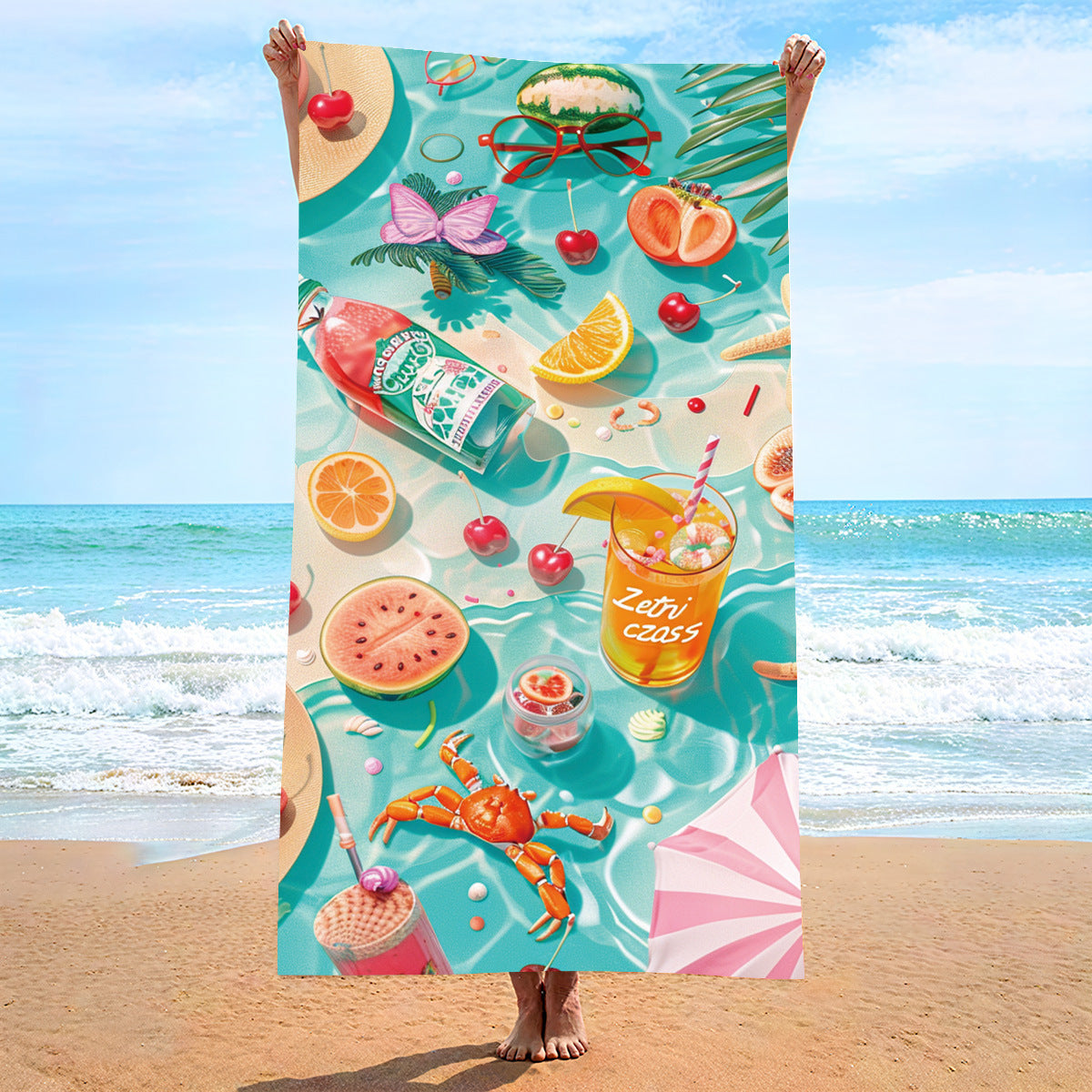 Moisture Absorption Quick-drying And Soft Skin-friendly Double-sided Velvet Beach Towel Polyester Brocade