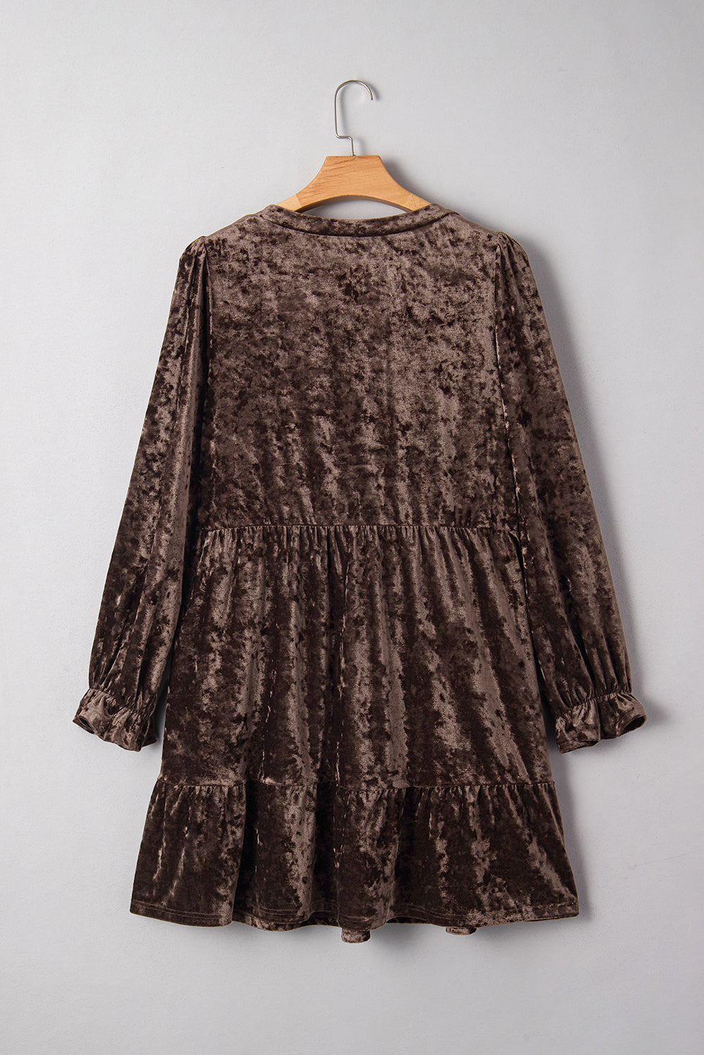 Minivestido Babydoll de Terciopelo Talla Grande Verde Jungla