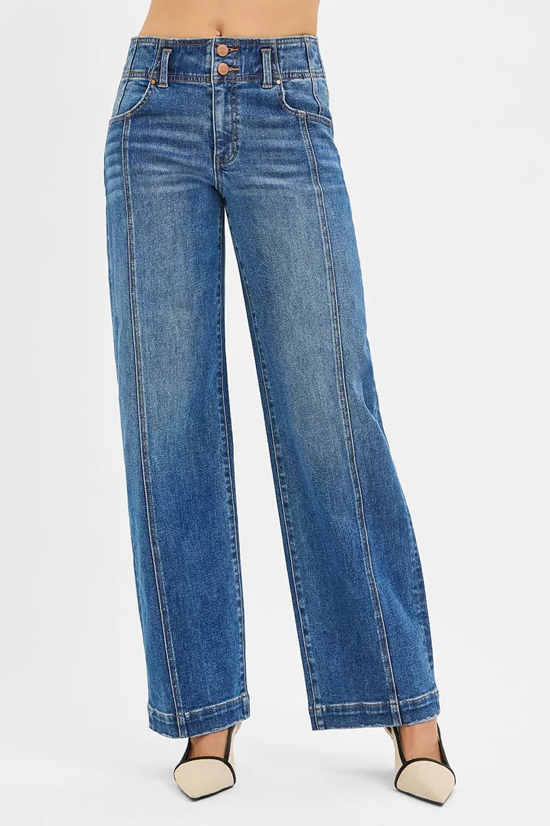 RISEN Jeans Anchos Holgados de Tiro Medio