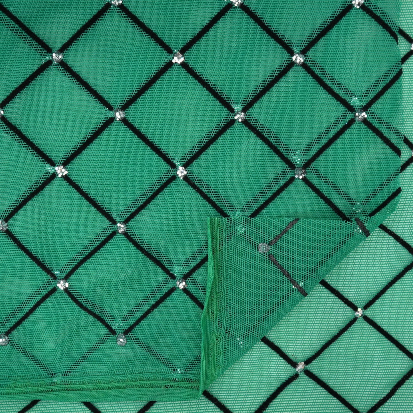 Diamonds Flocked Stretch Mesh Fabric | Blue Moon Fabrics