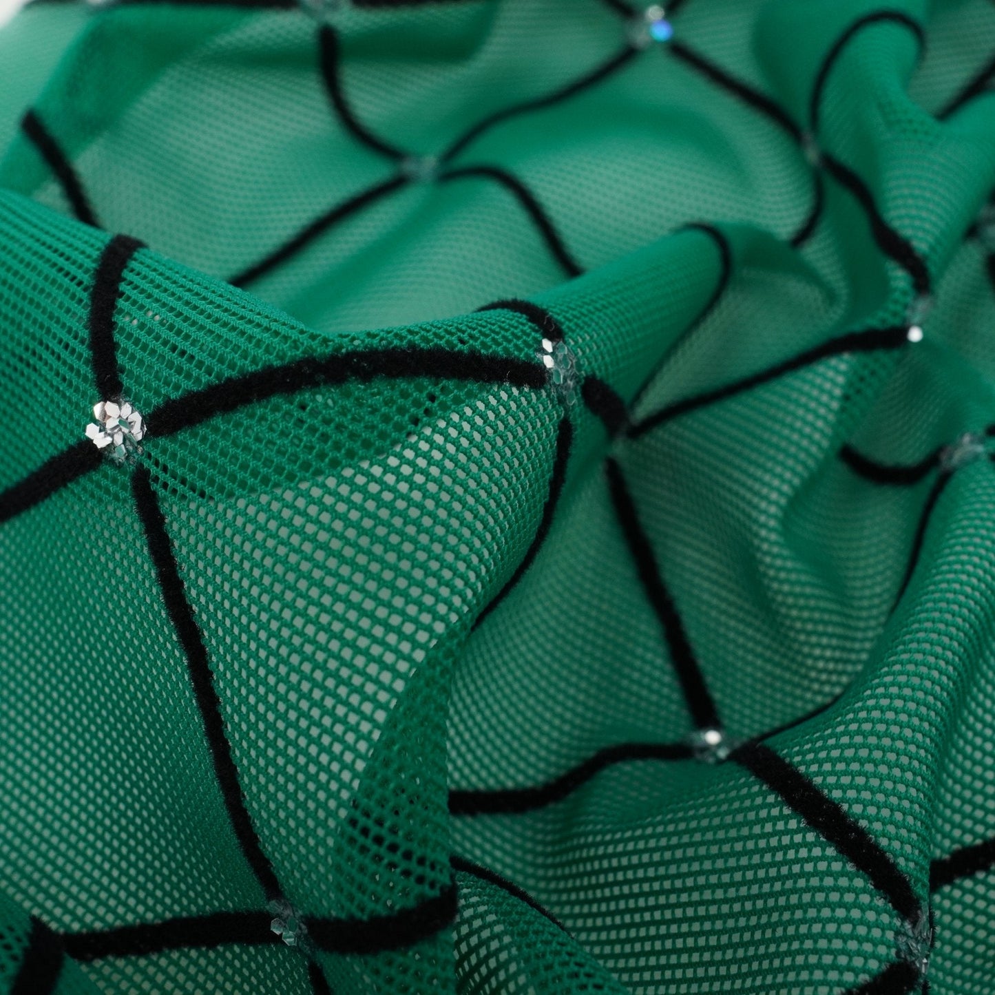 Diamonds Flocked Stretch Mesh Fabric | Blue Moon Fabrics