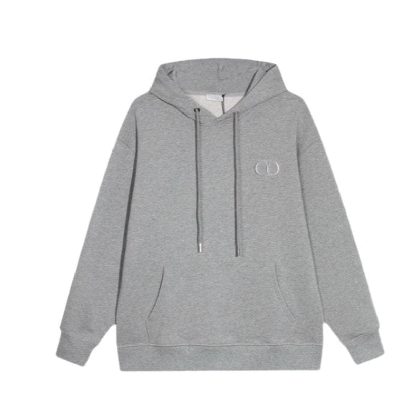 Dior Classic Letter Embroidered Hoodie Grey