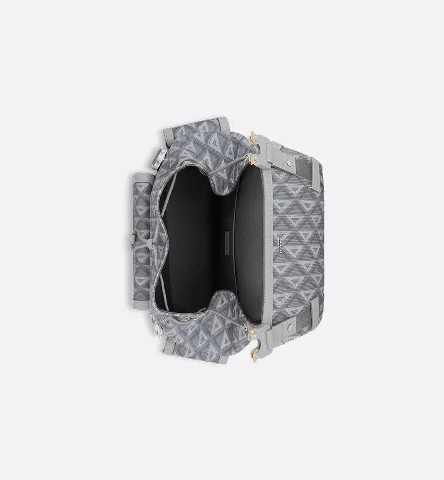 Dior Gray Coated Cotton Canvas with CD Diamond Print and Dior Gray Smooth Calfskin