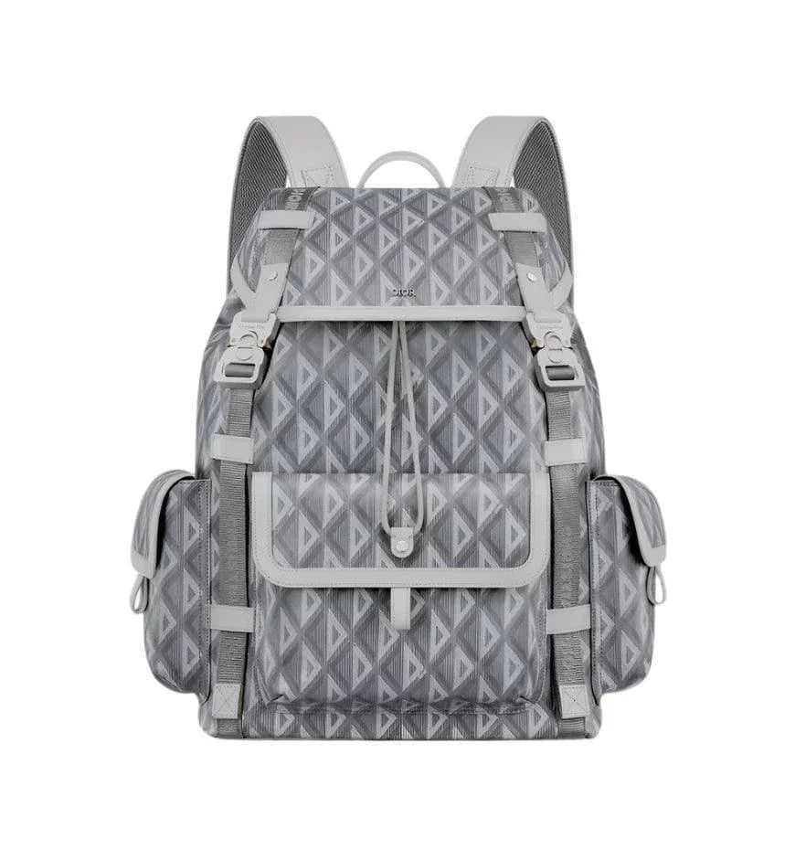 Dior Gray Coated Cotton Canvas with CD Diamond Print and Dior Gray Smooth Calfskin