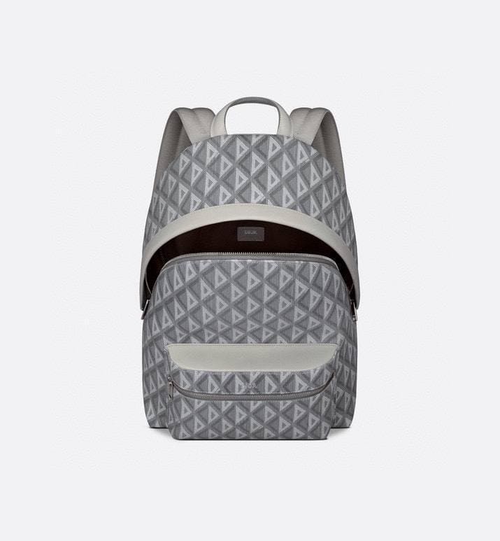 Dior Rider Zipped Backpack Grey Coated Cotton Canvas with CD Diamond Print