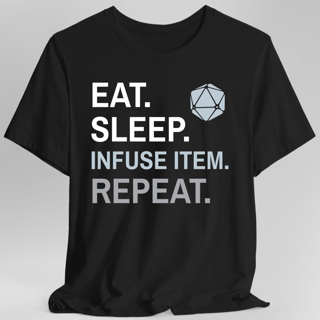 Camiseta de Artífice – 'Comer, Dormir, Infundir Objeto, Repetir'
