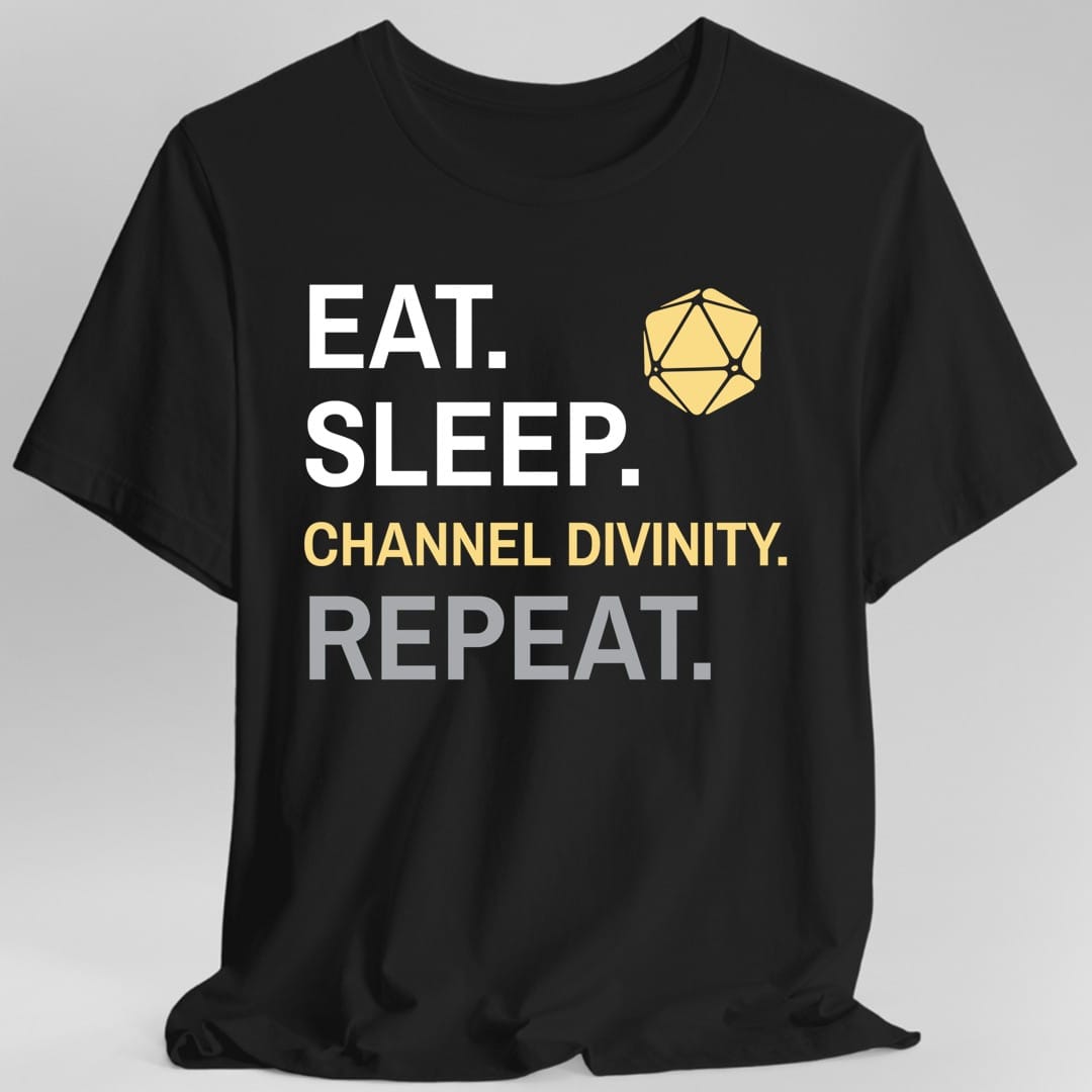 Camiseta de Clérigo – 'Come, Duerme, Canaliza Divinidad, Repite'