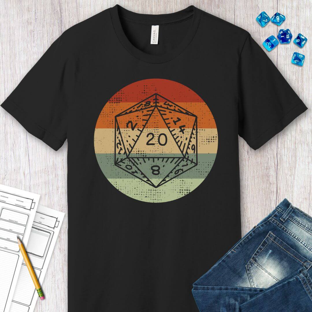 Camiseta DnD D20 | Atardecer retro