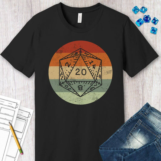 Camiseta DnD D20 | Atardecer retro
