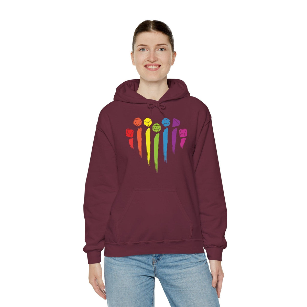 D&D Pride Hoodie with Dice Rainbow