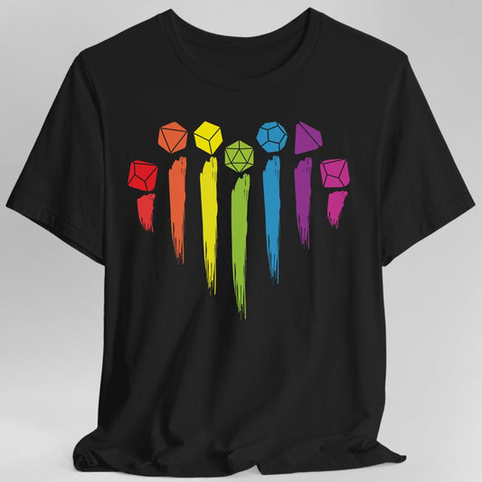 Camiseta DnD del Orgullo con Arcoíris de Dados