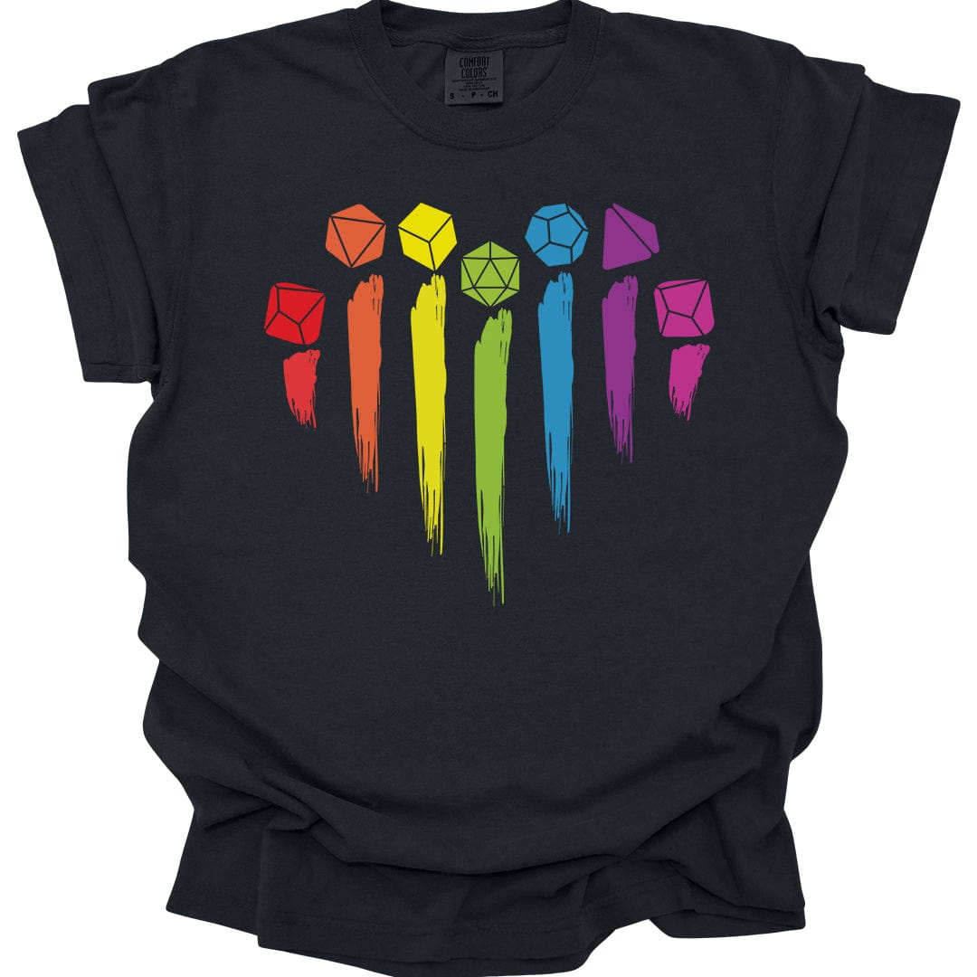 D&D Pride Shirt with Dice Rainbow - Comfort Colors