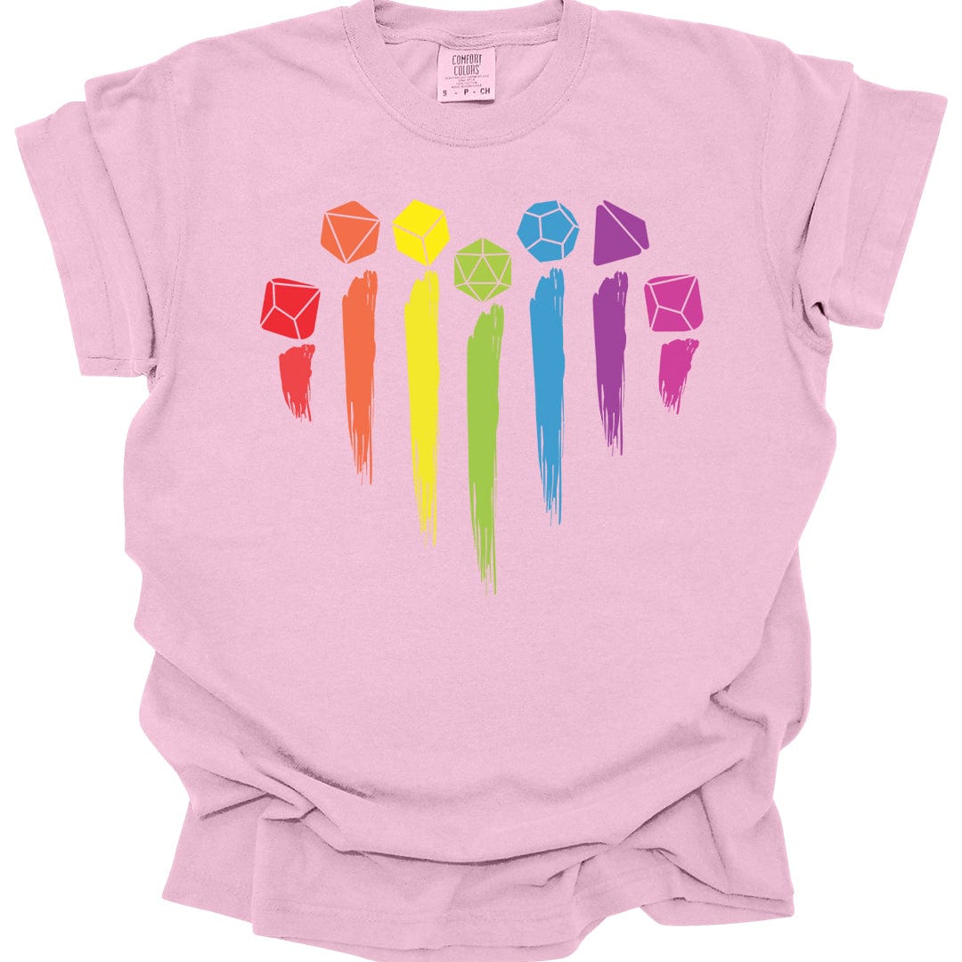 D&D Pride Shirt with Dice Rainbow - Comfort Colors