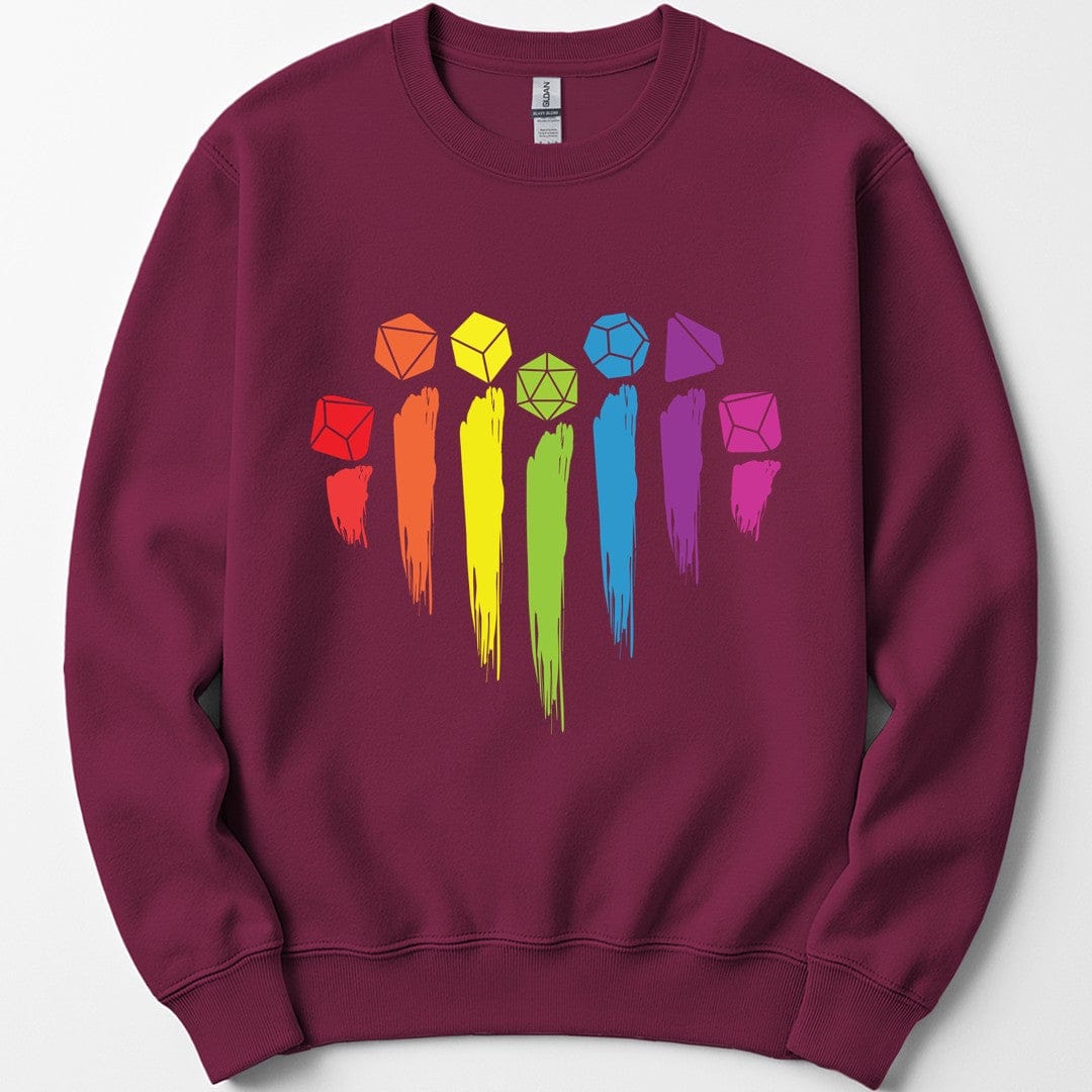 D&D Pride Sweatshirt with Dice Rainbow
