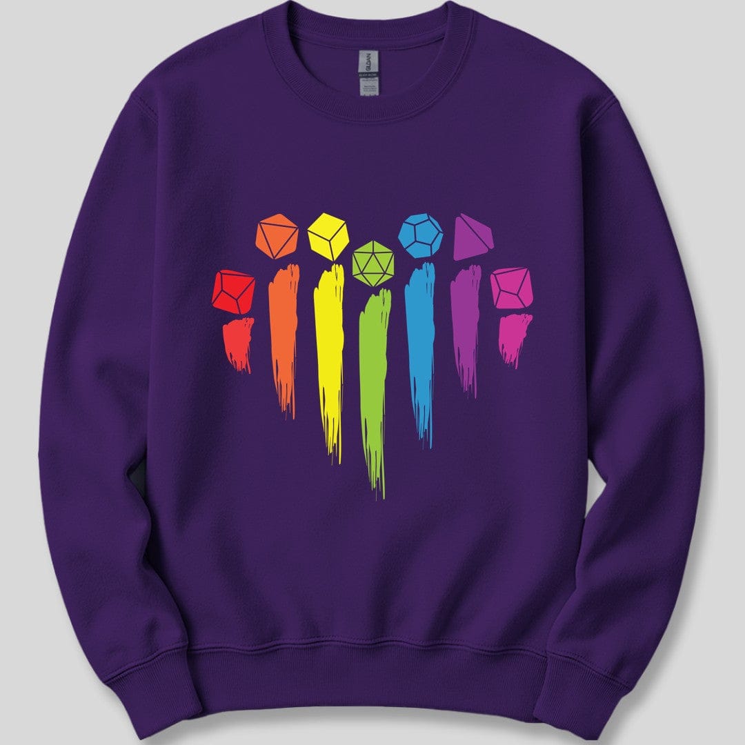 D&D Pride Sweatshirt with Dice Rainbow