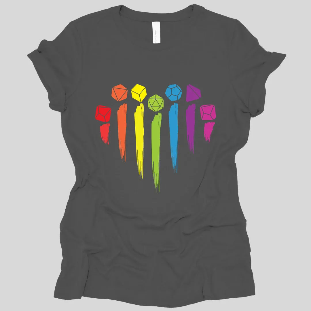 D&D Pride Women's T-shirt with Dice Rainbow